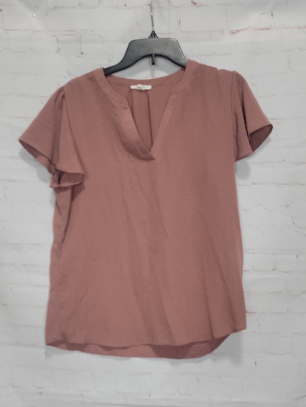 4/$20 Maurices Dusty Rose Split V-Neck Flutter Sleeve Blouse